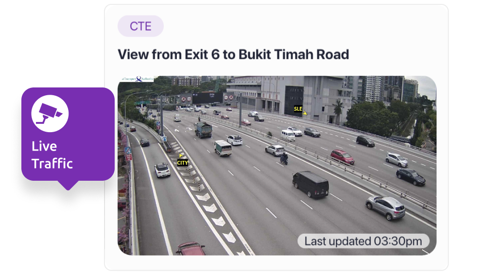 Live traffic updates and live camera footage